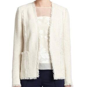 Rebecca Taylor off-white Fringe Tweed  Jacket Size 1